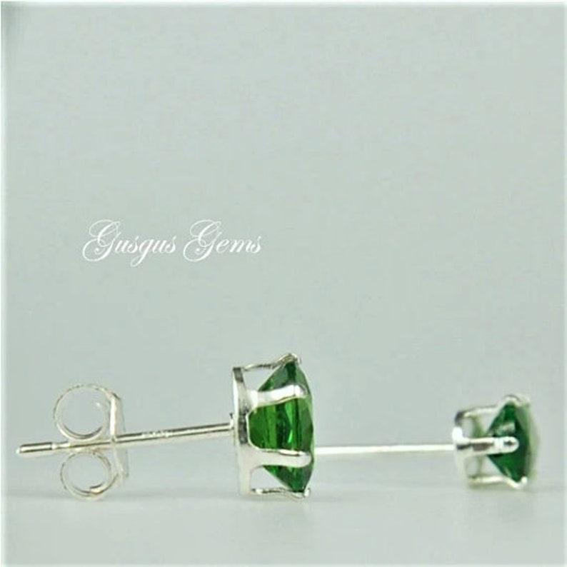 Chrome Diopside 6x4mm Oval 1.05ctw Sterling Silver Stud EarringsNatural Untreated image 3