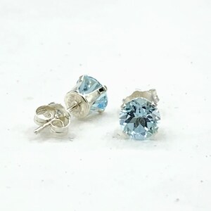 Sky Blue Topaz 6mm 2ctw Sterling Silver Stud Earrings image 4