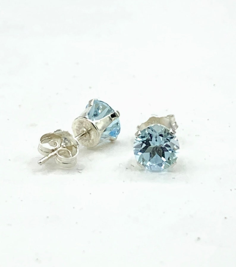 Sky Blue Topaz 6mm 2ctw Sterling Silver Stud Earrings image 4