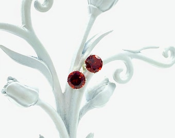 Garnet 6mm 2ctw Stud Sterling Silver Stud Earrings Natural Untreated