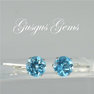 Swiss Blue Topaz 6mm 2ctw Sterling Silver Leverback Earrings image 5