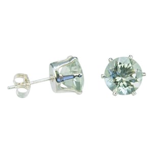 Prasiolite Green Amethyst 8mm 3.50ctw Sterling Silver Stud Earrings