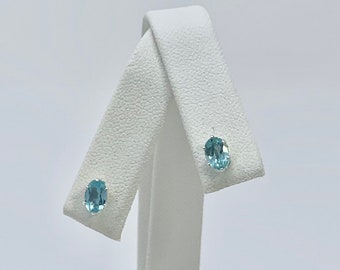 Apatite 6x4mm .85ctw Petite Sterling Silver Stud Earrings