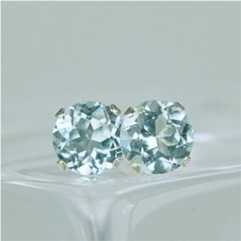 Sky Blue Topaz 5mm 1.40ctw Sterling Siver Stud Earrings image 3