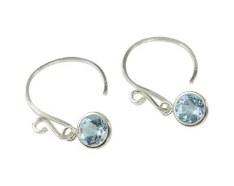 Sky Blue Topaz 6mm 2ctw Sterling Silver Dangle Earrings