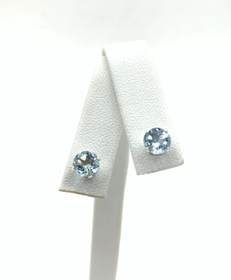 Sky Blue Topaz 6mm 2ctw Sterling Silver Stud Earrings image 3