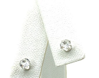 Genuine White Zircon 4mm .60ctw Sterling Silver Stud Earrings