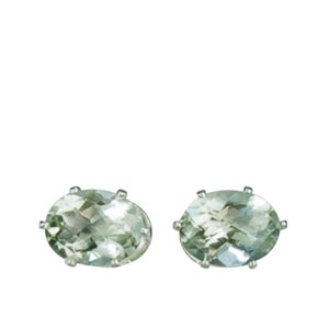 Prasiolite Green Amethyst 8x6mm 2.40ctw Sterling Silver Stud Earrings