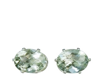 Prasiolite Green Amethyst 8x6mm 2.40ctw Sterling Silver Stud Earrings