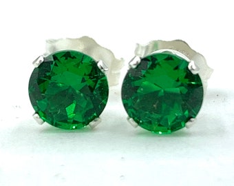 Green Topaz 5mm .70ctw Sterling Silver Stud Earrings