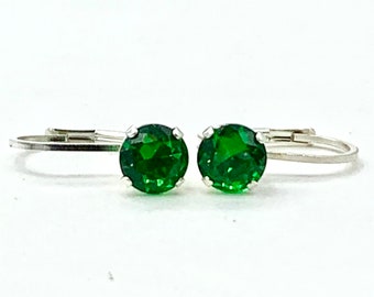 Green Topaz 6mm 1.40ctw Sterling Silver Leverbacks