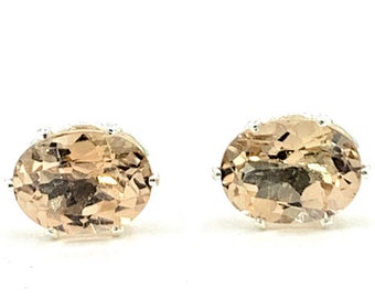 Champagne Topaz 8x6mm 3.25ctw Sterling Silver Stud Earrings