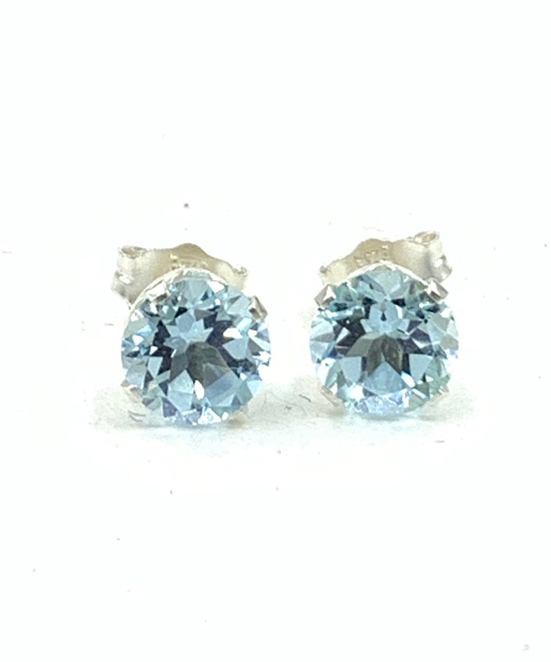 Sky Blue Topaz 6mm 2ctw Sterling Silver Stud Earrings image 1