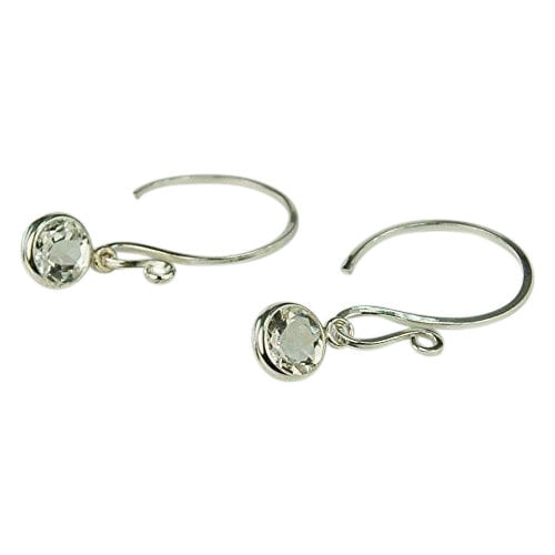 White Topaz Dangle Earrings Sterling Silver 6mm Round 2ctw - Etsy