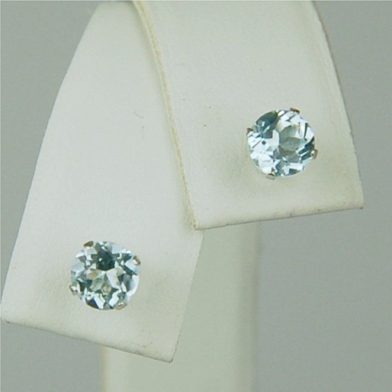 Sky Blue Topaz 5mm 1.40ctw Sterling Siver Stud Earrings image 2