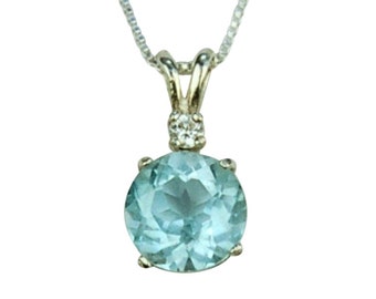 Sky Blue Topaz 9mm 3.40ct Sterling Silver Necklace Pendant