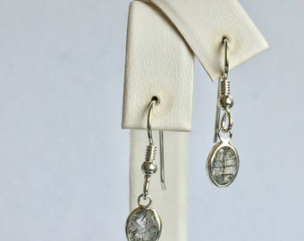 Tourmalinated Quartz 8x6mm 2.05ctw Backset Drop Sterling Silver Earrings