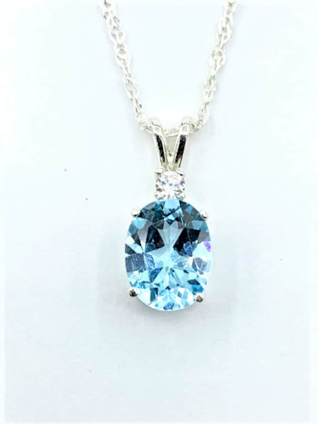 新しく着き Sky Blue Topaz 10x8mm 3.30ct Sterling Silver Necklace ネックレス・ペンダント