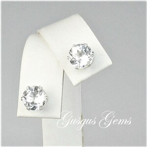 White Topaz 7mm 3.50ctw Sterling Silver Stud Earrings image 3