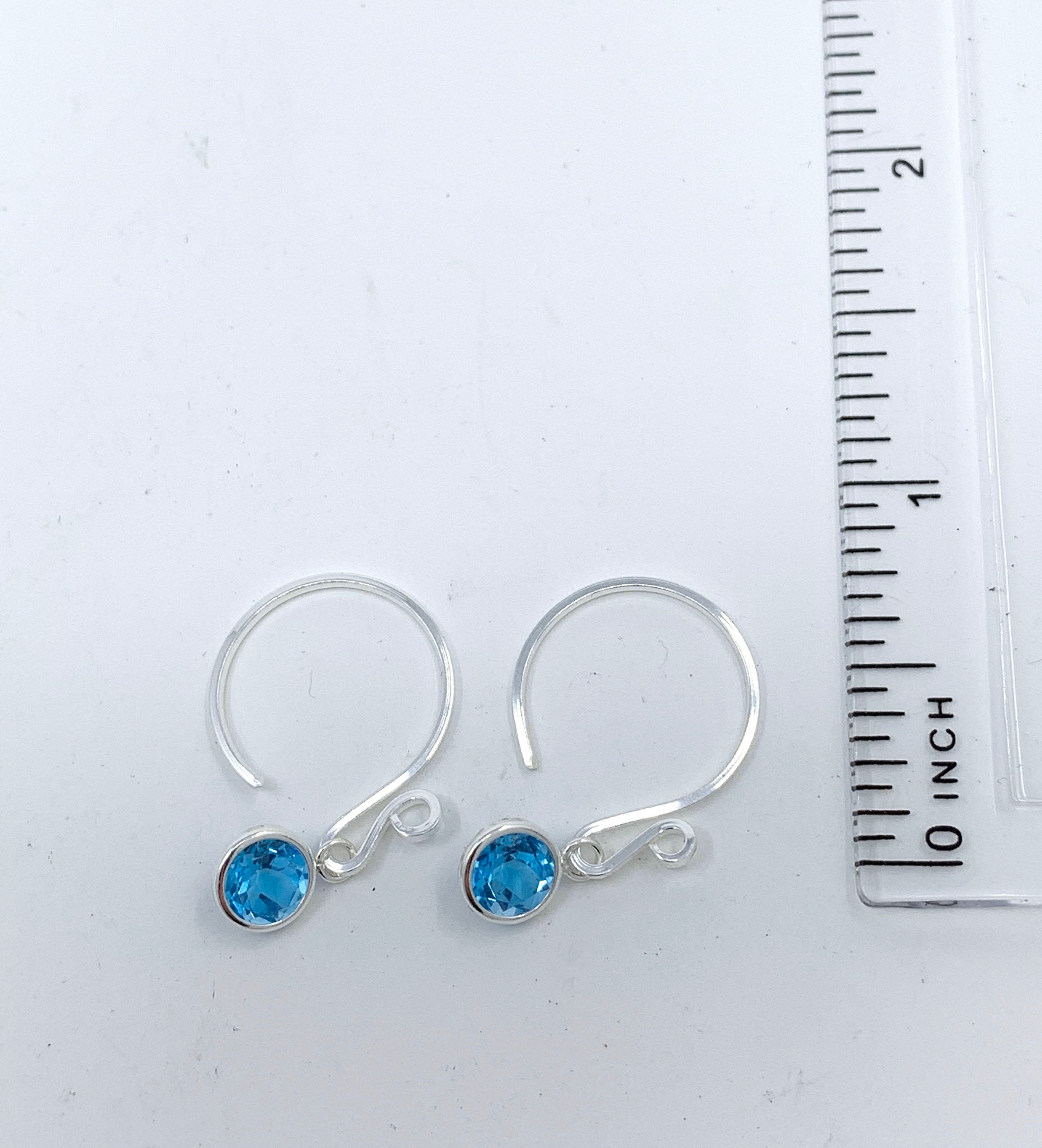 Swiss Blue Topaz 6mm 2ctw Sterling Silver Dangle Drop Earrings - Etsy