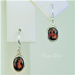 Garnet 7x5mm 1.80ctw Sterling Silver Dangle Earrings Natural Untreated