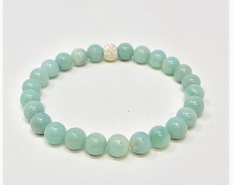 Bracelet bohème amazonite 8 mm en argent sterling