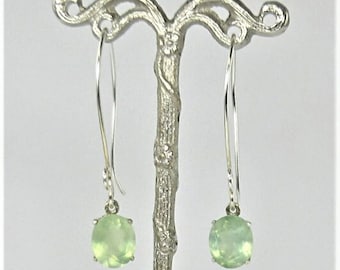 Prehnite 11x9mm Sterling Silver Drop Earrings Natural Untreated