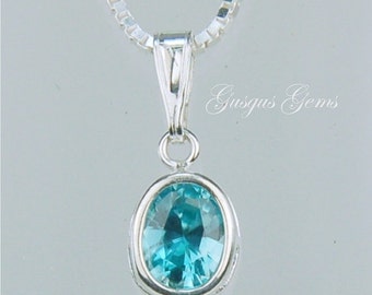 Apatite 8x6mm 1.45ct Sterling Silver Backset Bezel Necklace Pendant