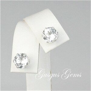 White Topaz 7mm 3.50ctw Sterling Silver Stud Earrings image 5