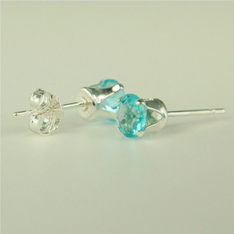 Apatite Stud Earrings Sterling Silver 5mm Round 1ctw