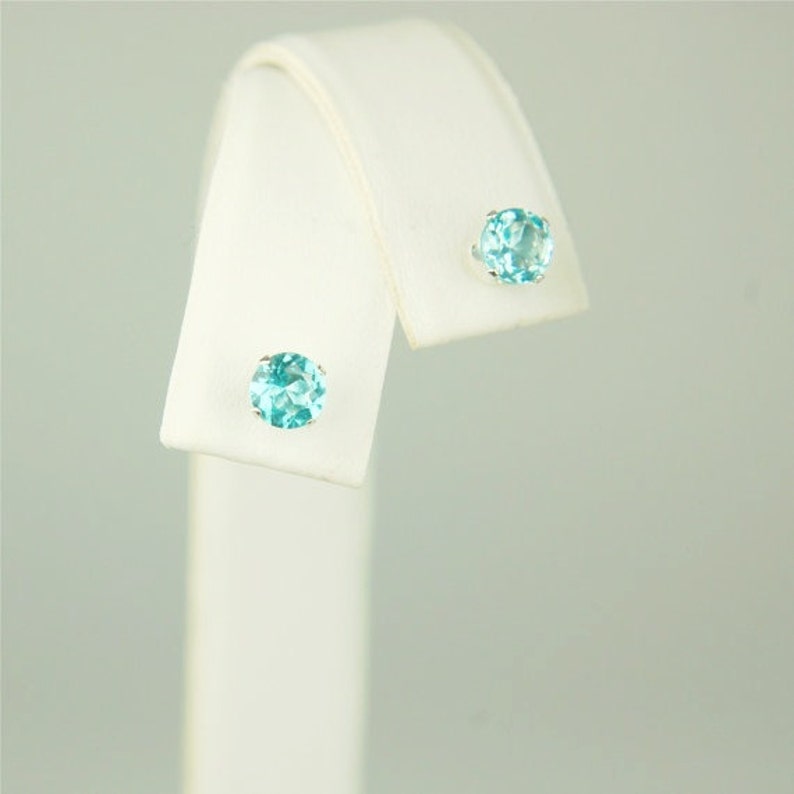 Apatite Stud Earrings Sterling Silver 5mm Round 1ctw