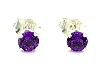 African Amethyst 4mm .40ctw Petite Sterling Silver Stud Earrings