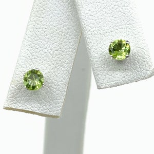 Peridot 4mm .50ctw Petite Tiny Sterling Silver Stud Earrings Natural Untreated