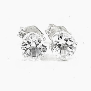 White Topaz 5mm 1.20ctw Sterling Silver Stud Earrings
