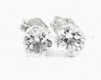 White Topaz 5mm 1.20ctw Sterling Silver Stud Earrings