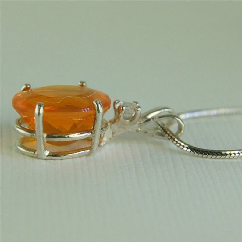 Fire Opal Necklace Sterling Silver 12x10mm Oval 3.30ct With | Etsy