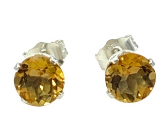 Citrine 6mm 1.60ctw Sterling Silver Stud Earrings