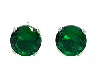 Green Topaz 6mm 1.40ctw Sterling Silver Stud Earrings