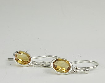 Citrine 7x5mm 1.55ctw Sterling Silver Dangle Earrings