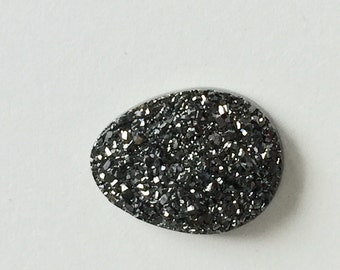 Black Drusy Quartz 25x19mm Loose Gemstone