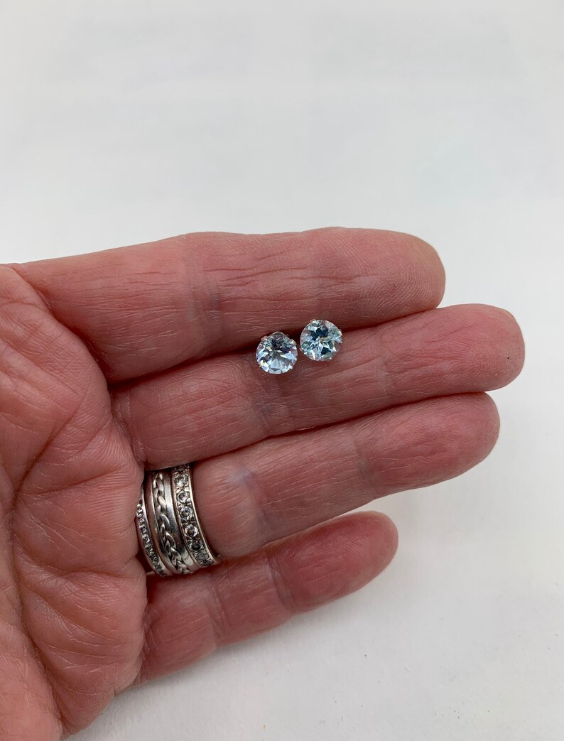 Sky Blue Topaz 6mm 2ctw Sterling Silver Stud Earrings image 5