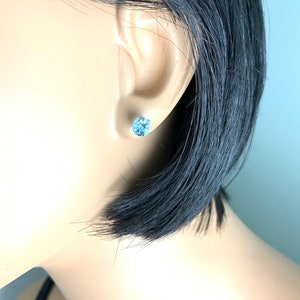 Sky Blue Topaz 6mm 2ctw Sterling Silver Stud Earrings image 8