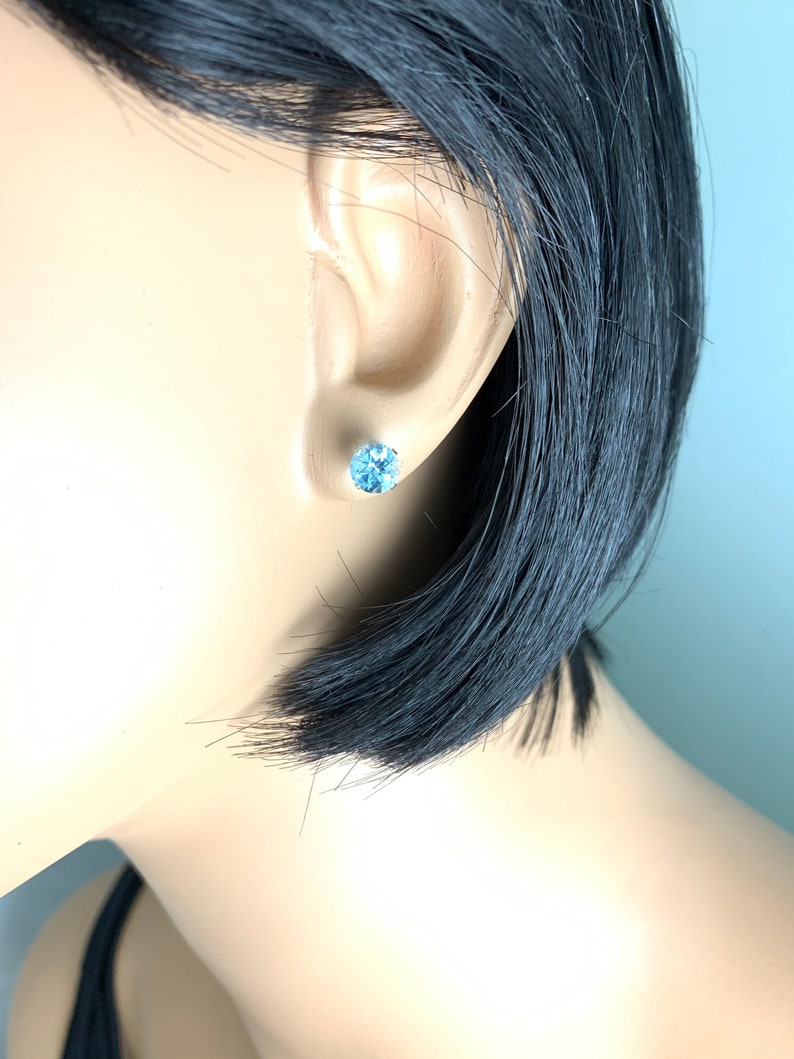 Sky Blue Topaz 6mm 2ctw Sterling Silver Stud Earrings image 8