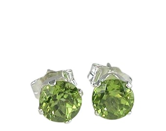 Peridot 5mm 1.10ctw Sterling Silver Stud Earrings Natural Untreated