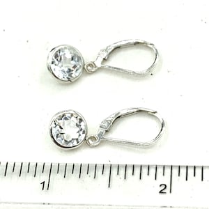 White Topaz 8mm 4.60ctw Sterling Silver Leverback Earrings