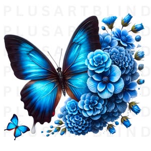 Blue Butterfly Clipart | Sublimation Design Bundle | Watercolor Butterfly PNG | Printable Digital Download for Crafts, T-Shirts, Mugs & More