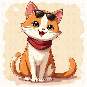 Happy Cats Clipart –Cute Watercolor Cat Illustrations – Printable JPGs –Digital Download for Junk Journals Scrapbooking Cards & Paper Crafts