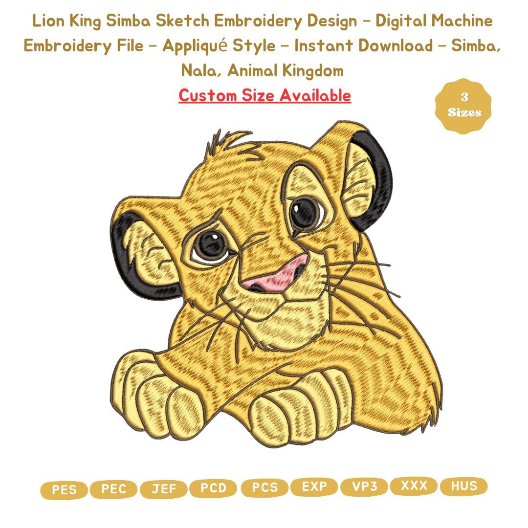 Lion King Simba Sketch Embroidery Design – Digital Machine Embroidery ...