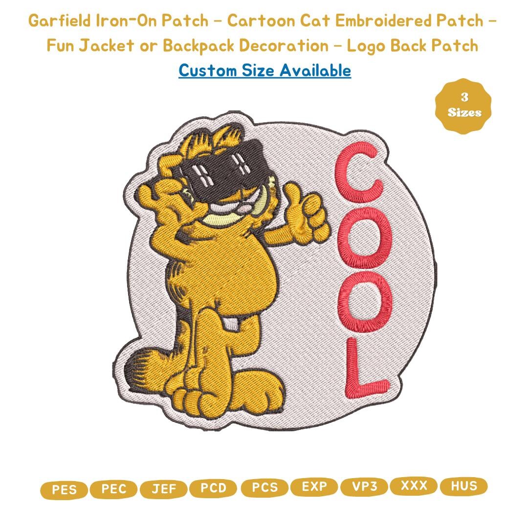 Garfield Patch Garfield Iron-on Patch – Cartoon Cat Embroidered Patch – Animated ...