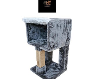 Wooden Cat House with Scratching Board | Cozy Indoor Cat Shelter, Modern Furniture